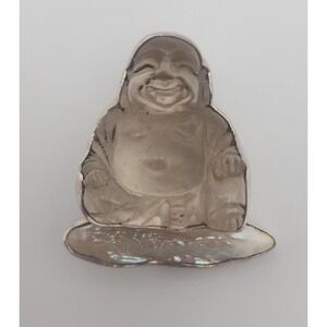 Amy Kahn Russell sterling silver carved stone BUDDHA brooch pendant